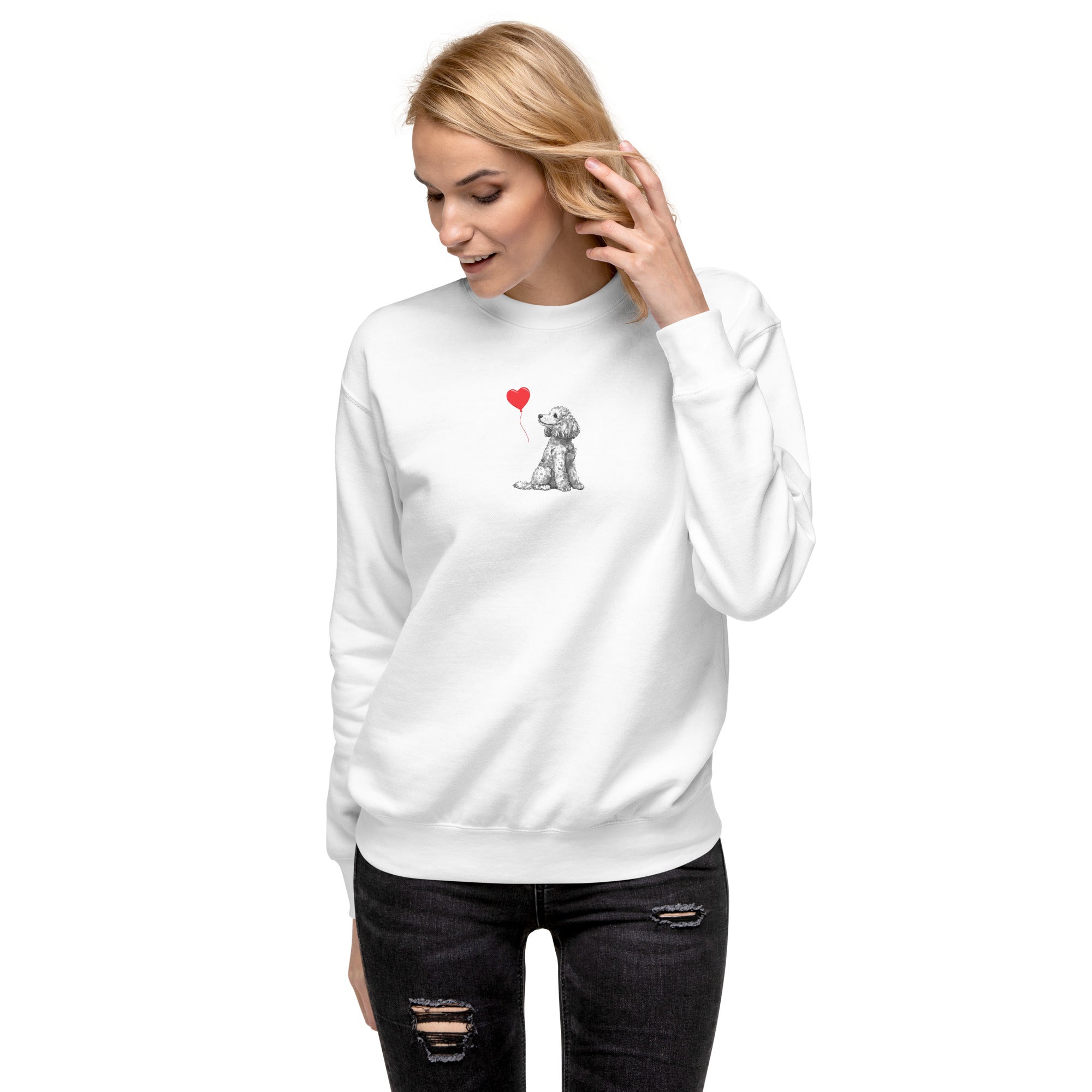 Poodle Sweatshirt with Heart Balloon 