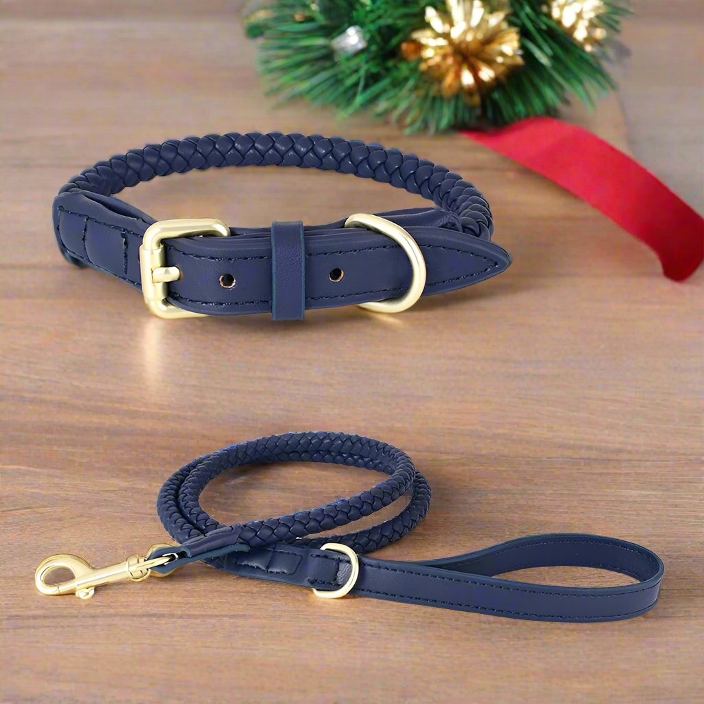 Braided christmas poodle collar