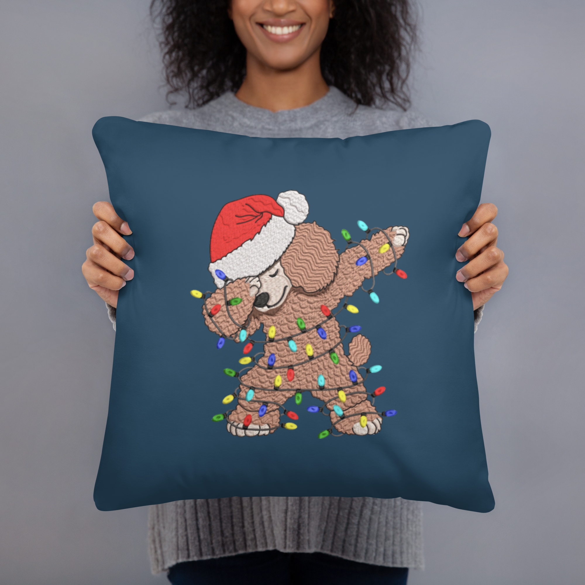 Christmas Poodle Pillow