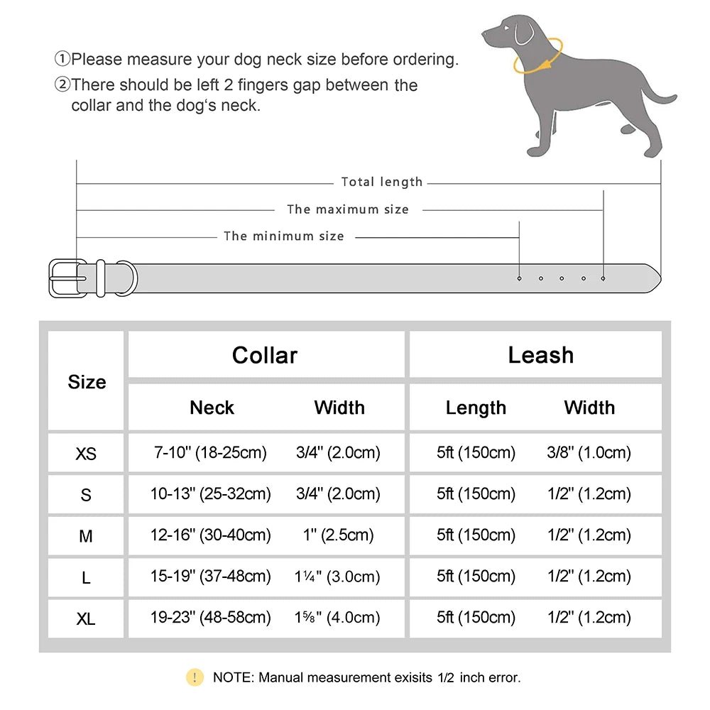 Dog leather collars sizes