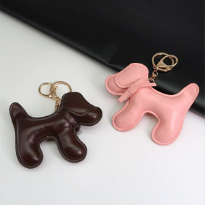 Poodle Puppy Leather Keychain Pendant - Poodles World